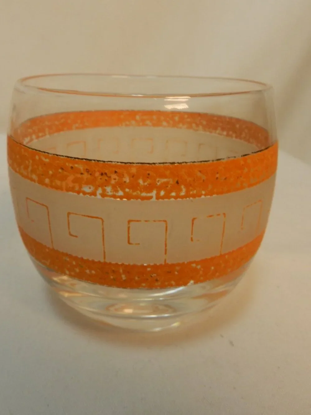 Royal Hickman Vintage Set 4 Fox Hunt Old Fashioned Rock Glasses orange frosted